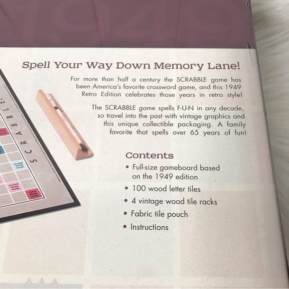 NIB Hasbro Retro Series 1949 Edition Family Scrabble Crossword Game - Picture 4 of 6